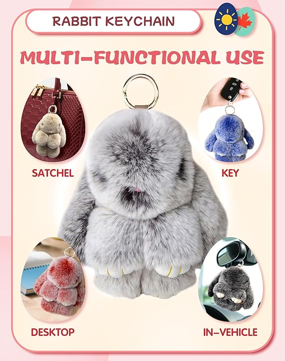 🐰 🎁 Easter Keychain With Tin Box - Bunny Lucky Keychains, Handmade Soft Bunny Keychain