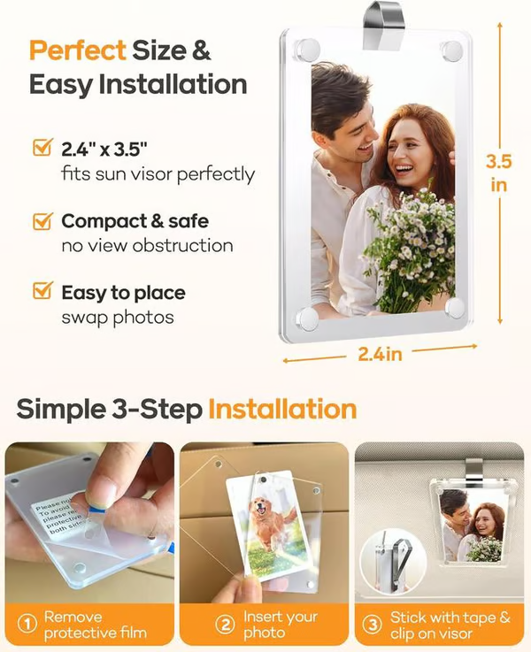 🔥2-Pack Vertical Car Sun Visor Photo Frame Clips