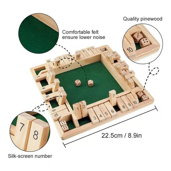 🎅2025 Christmas Hot Sale - SHUT THE BOX-WOODEN DICE BOARD GAME