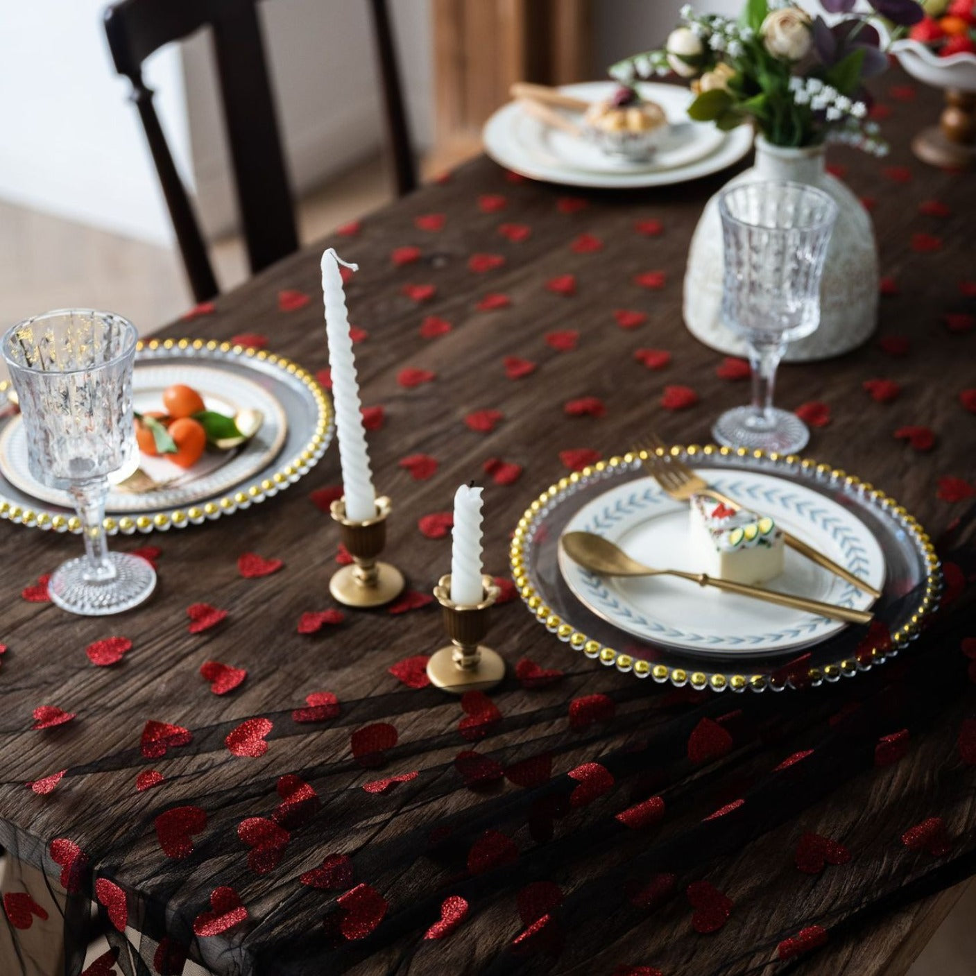 Love Heart Mesh Tablecloth