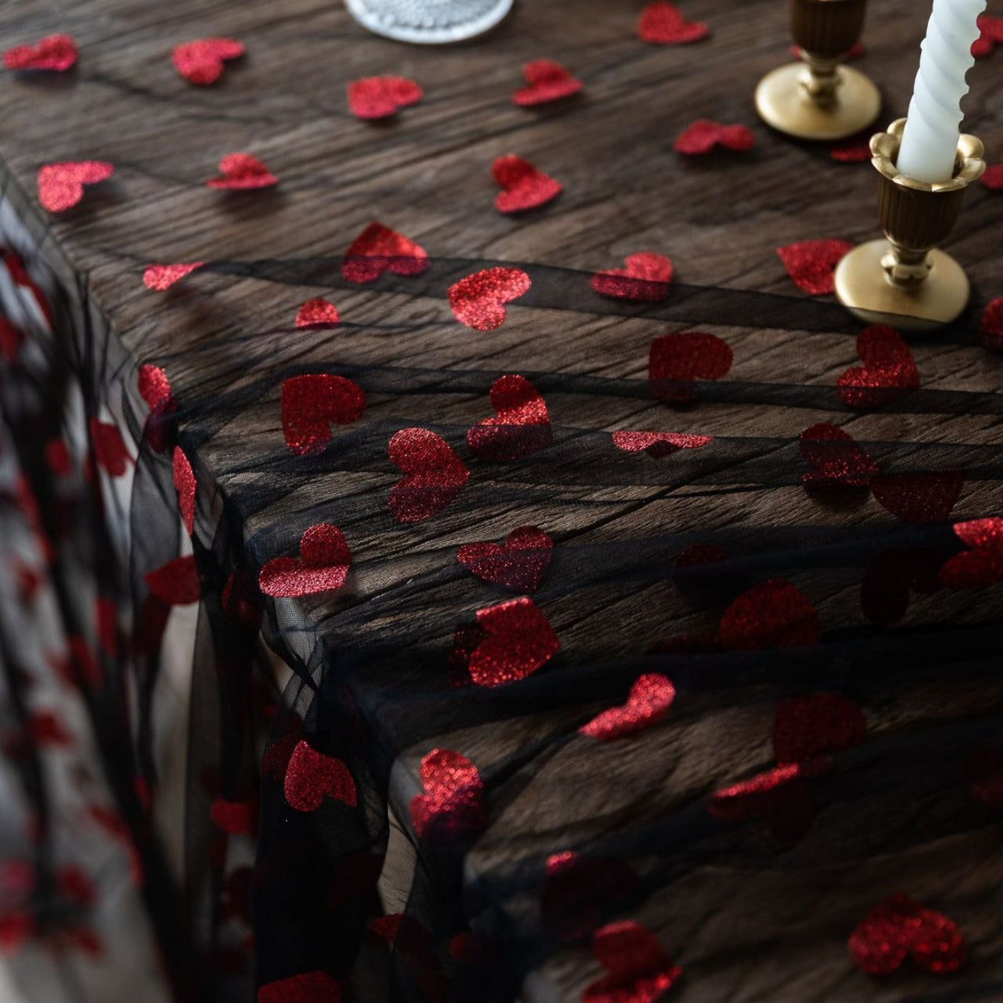 Love Heart Mesh Tablecloth