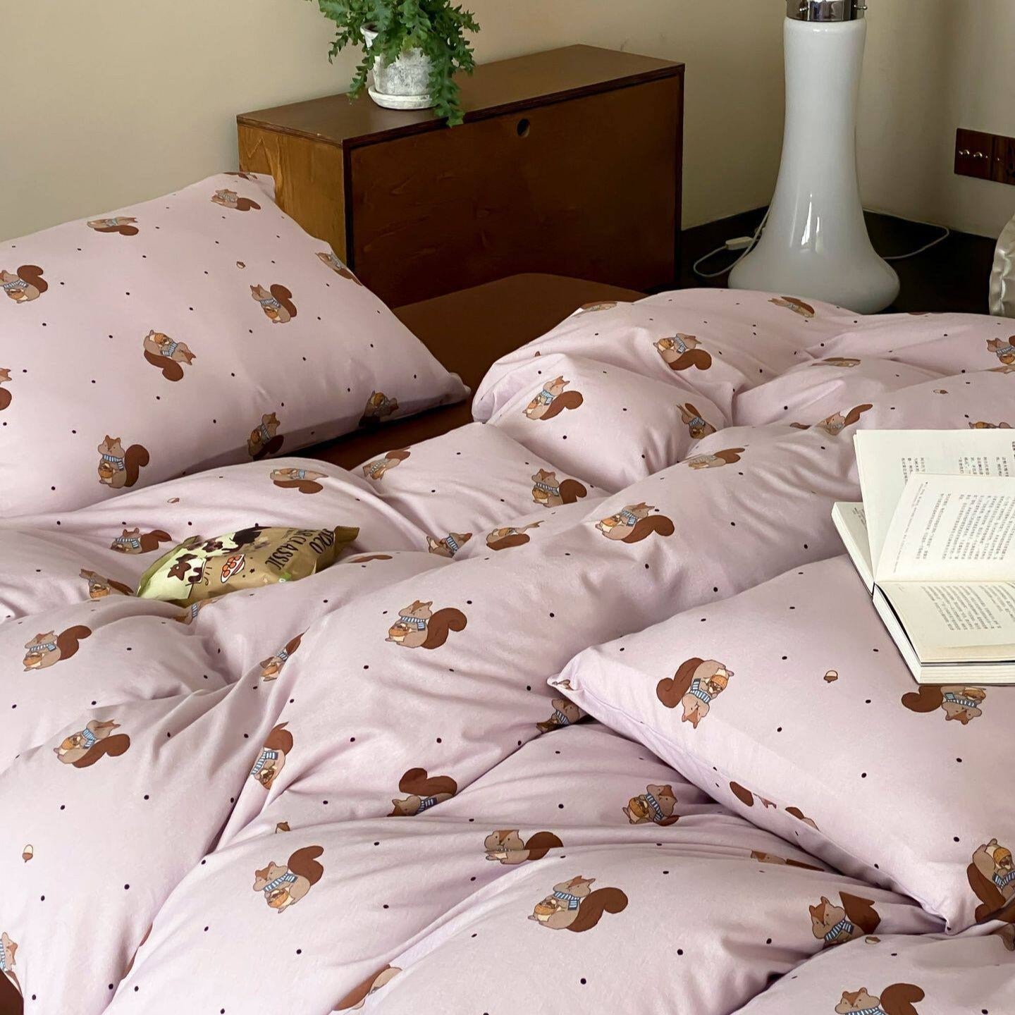 Pastel Squirrel Bedding Set