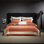 Luxor Orange Stripe Border Egyptian Cotton Bedding Set