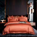 Leila Orange Embroidered Edge Egyptian Cotton Bedding Set
