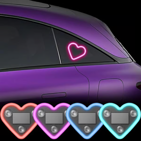 🔥🔥 Solar Powered Wireless LED Heart Shape C-Pillar Neon Light