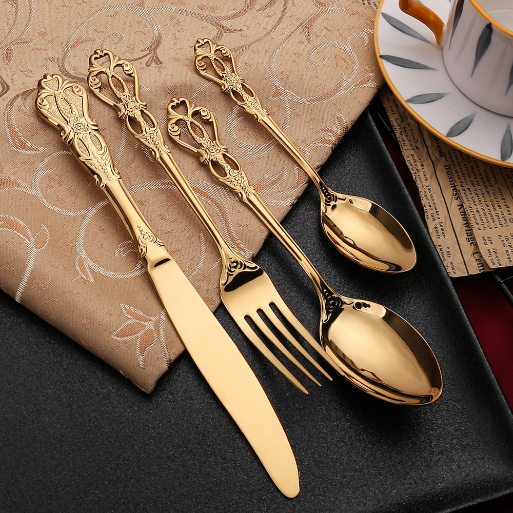 Dalia Gold Baroque Stainless Steel Cutlery Set