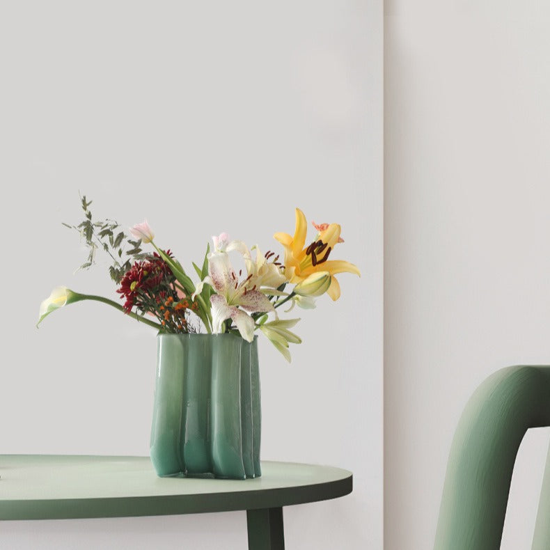 Green Serenity Glass Vase