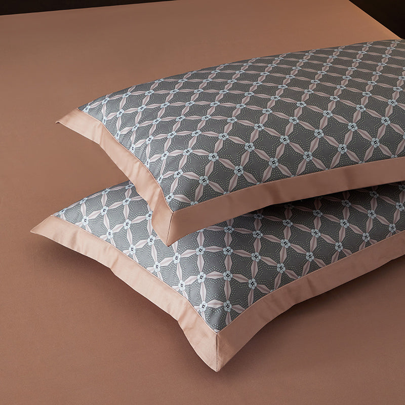 Roselle Lattice Printed Luxury Egyptian Cotton Bedding Set