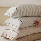 Stripe & Button Pillowcase Set