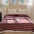 Raspberry Check Summer Quilted Blanket