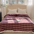 Raspberry Check Summer Quilted Blanket