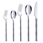Aldomara Bamboo Silver Stainless Steel Cutlery Set