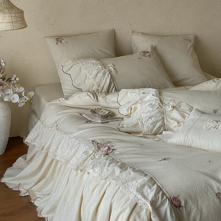 Old Rose Embroidery Bedding Set