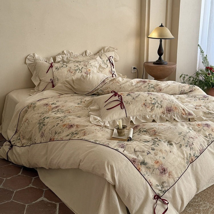 Oil Painting Floral Bedding Set