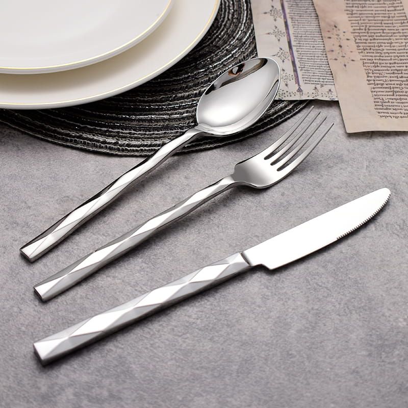 Svelte Silver Faceted Luxury Stainless Steel Cutlery Set