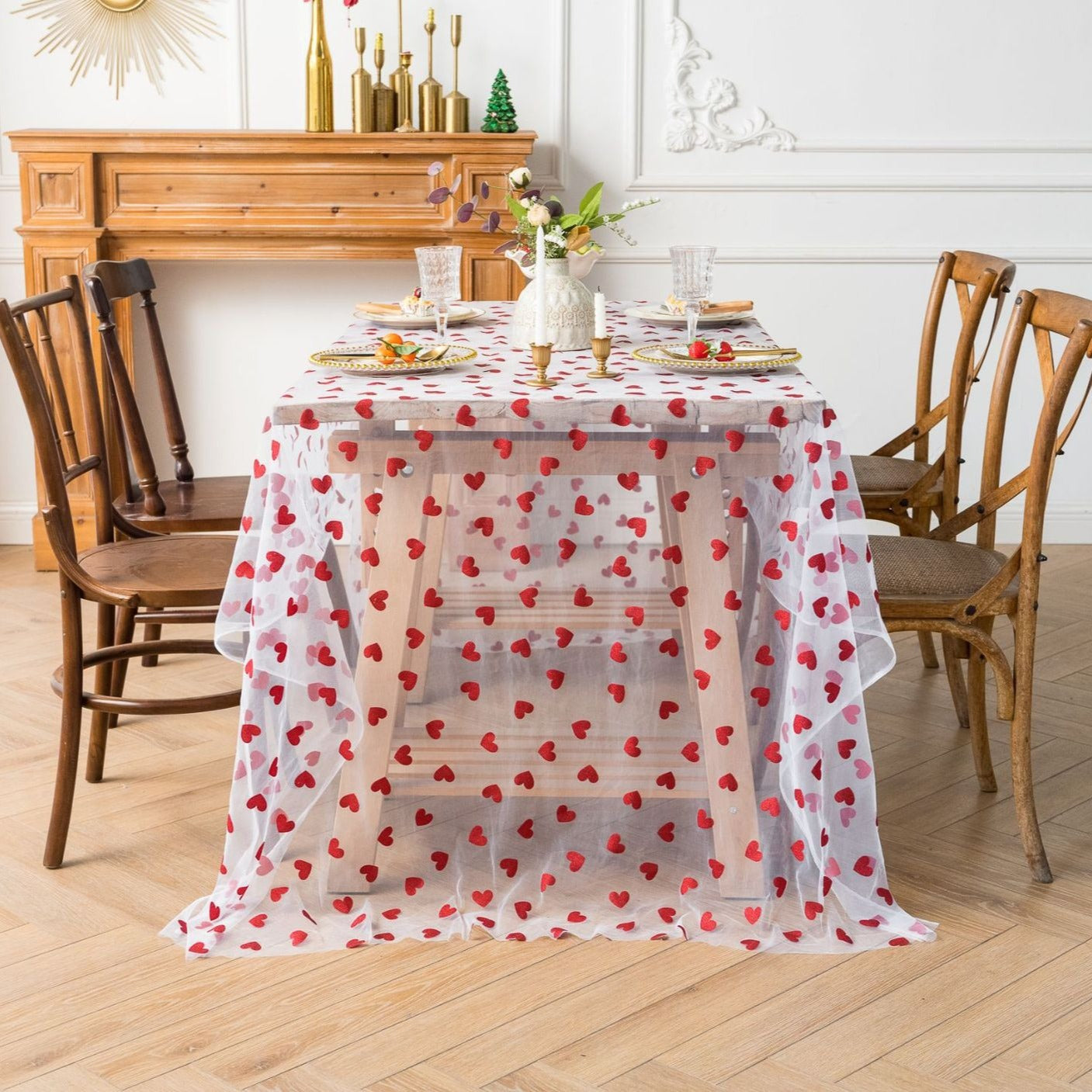 Love Heart Mesh Tablecloth