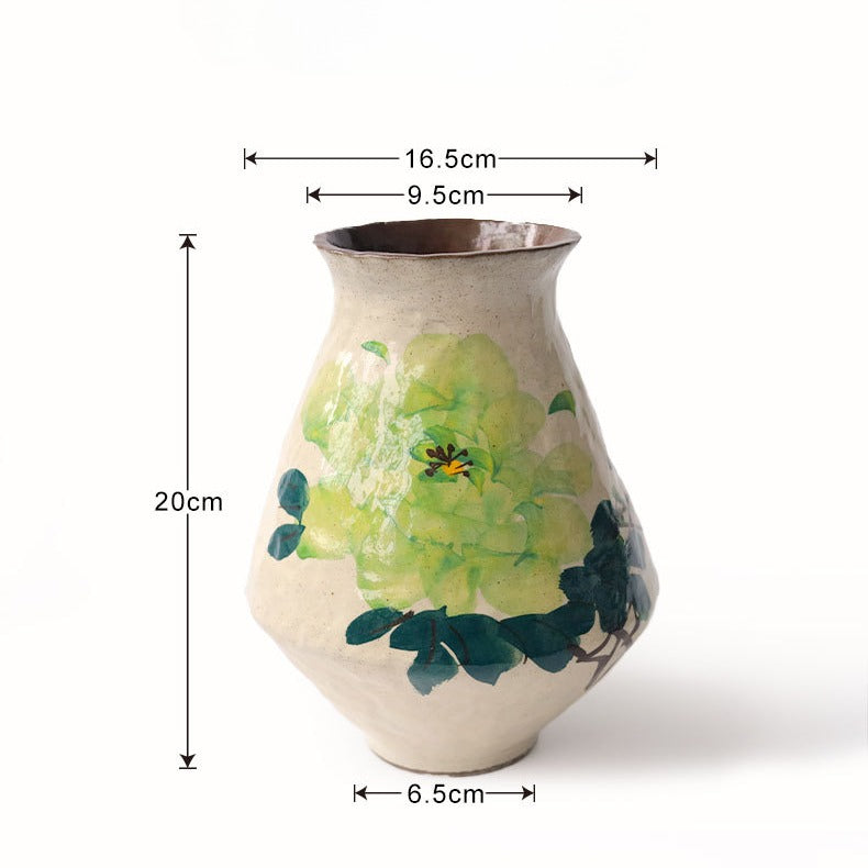 Green Rose Ceramic Vase