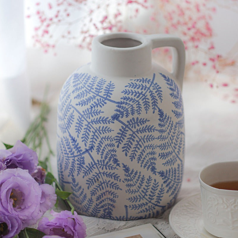 Blue Leave Ceramic Vase