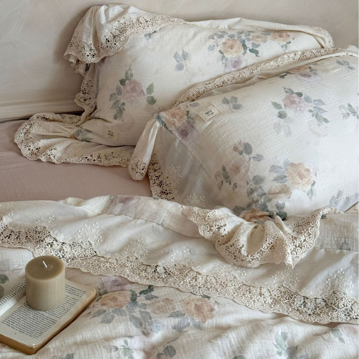 Perpetua Rosy Lace Bedding Set