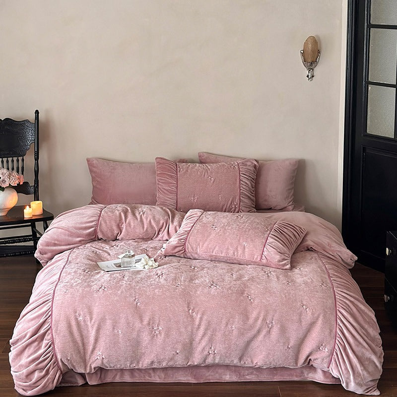 Floral Ruched Bedding Set