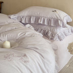 Lavender Ruffle Stripe Bedding Set