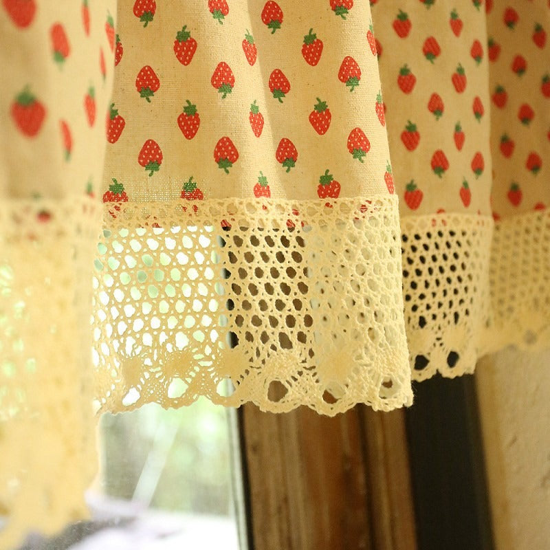 Creamy Strawberry Cabinet Curtain