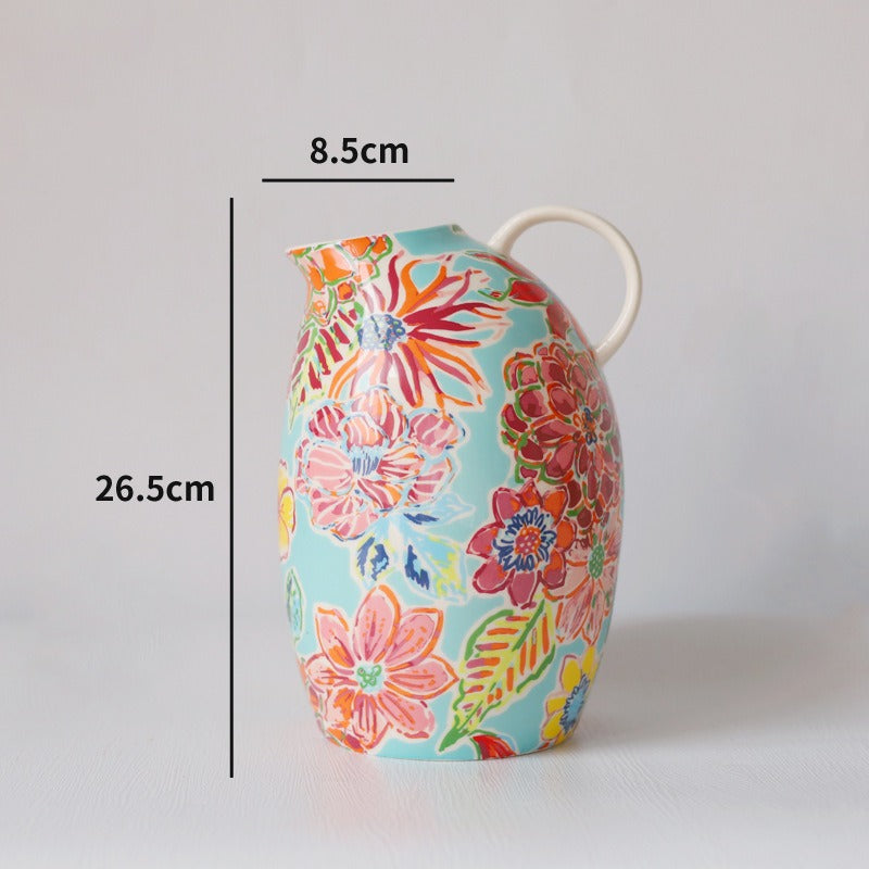 Floral Print Ceramic Vase