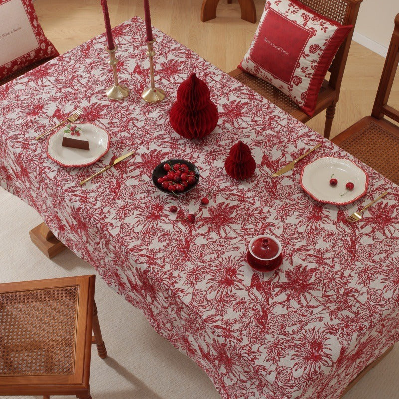 Red Palm Tablecloth