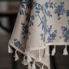 Retro Blooming Blue Table Cloth