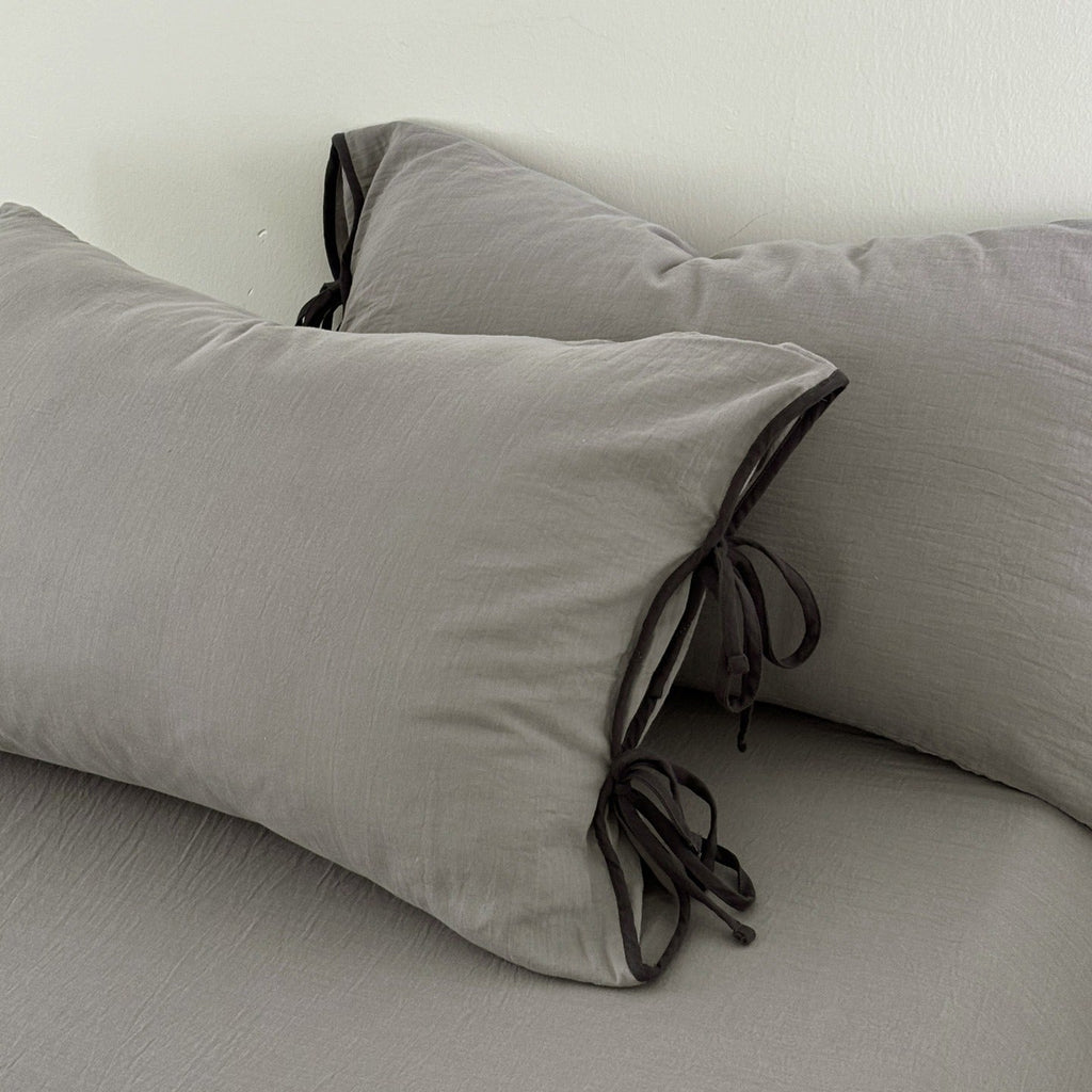 Colour Block Side Tie Pillowcase Set