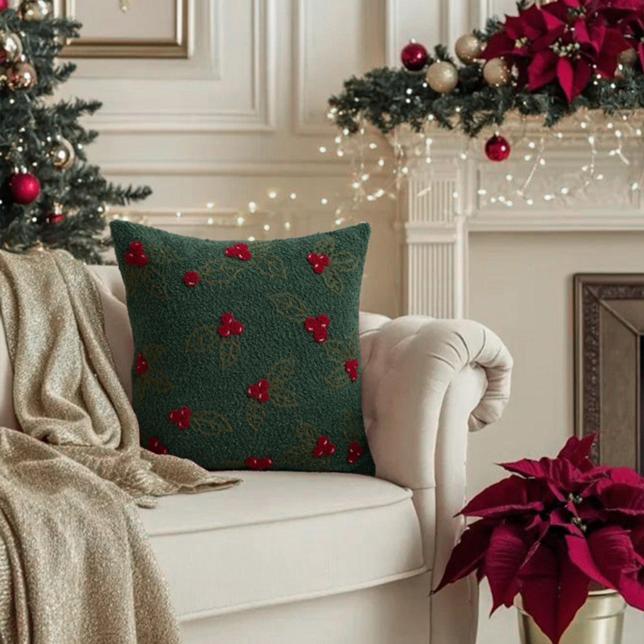 Xmas Night Tree Square Cushion