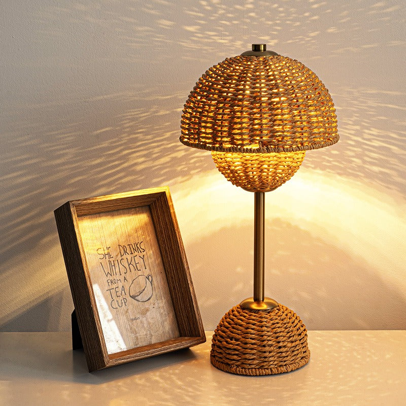 Wabi-Sabi Rattan Dome Lamp