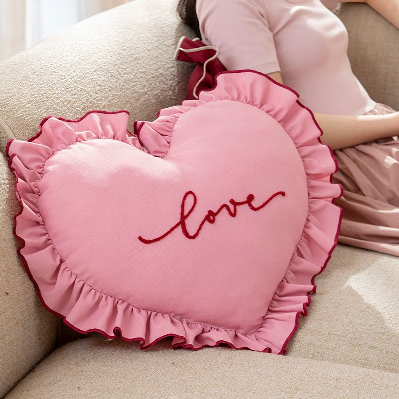 Ruffle Love Heart Cushion