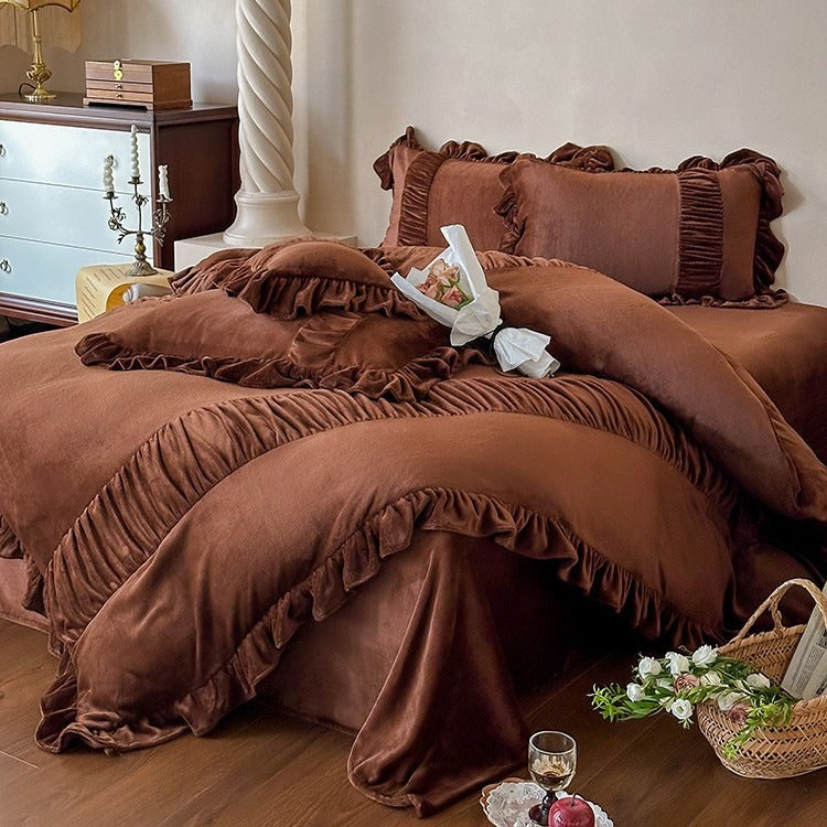 Chateau Ruffle Velvet Bedding Set