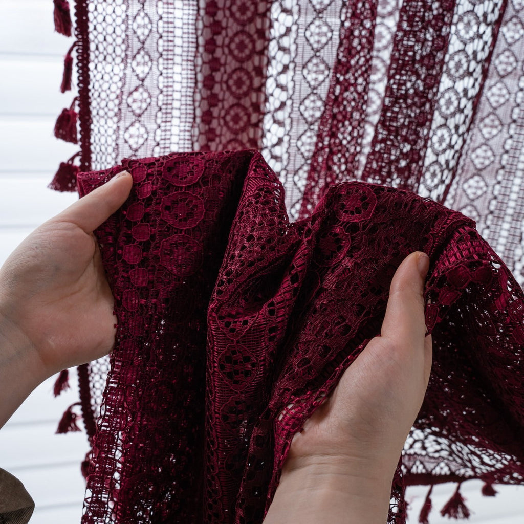Soft Glow Lace & Fringe Curtain