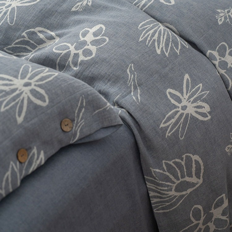 Wabi Sabi Floral Cotton Linen Bedding Set
