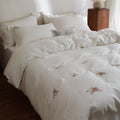 Minimal Rose Embroidery Bedding Set