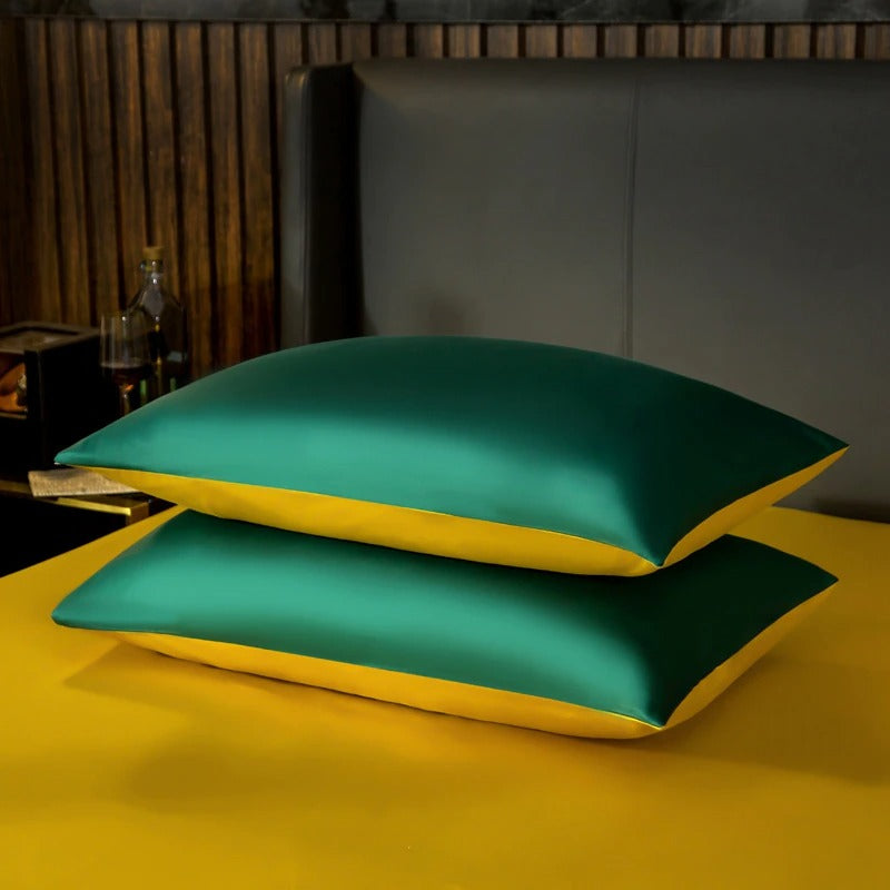 Shemir Emerald Green Gold Reversible Egyptian Cotton Bedding Set