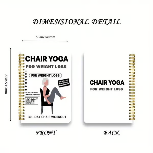 🔥30-Day Chair Yoga Weight Loss Spiral-Bound Notebook & Step-by-Step Exercise Guide - At-Home Fitness Journal