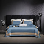 Luxor Blue Stripe Border Egyptian Cotton Bedding Set