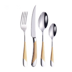 Ferran Gold Silver Diagonal Textured Stainless Steel Cutlery Set