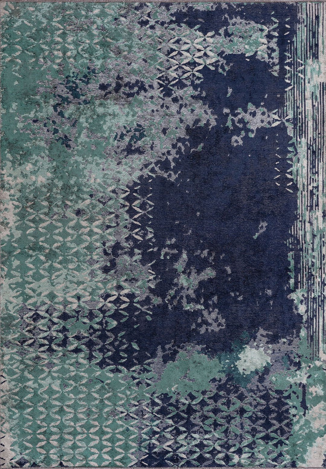Bloom Dark Navy - Dark Green Rug