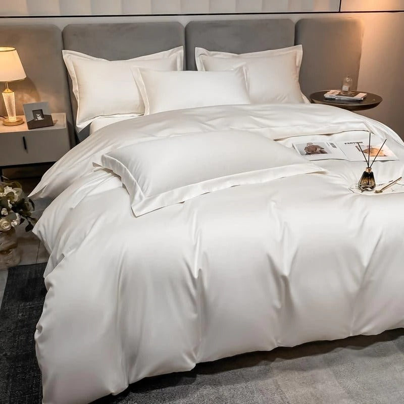 Neo White Silky Egyptian Cotton Bedding Set