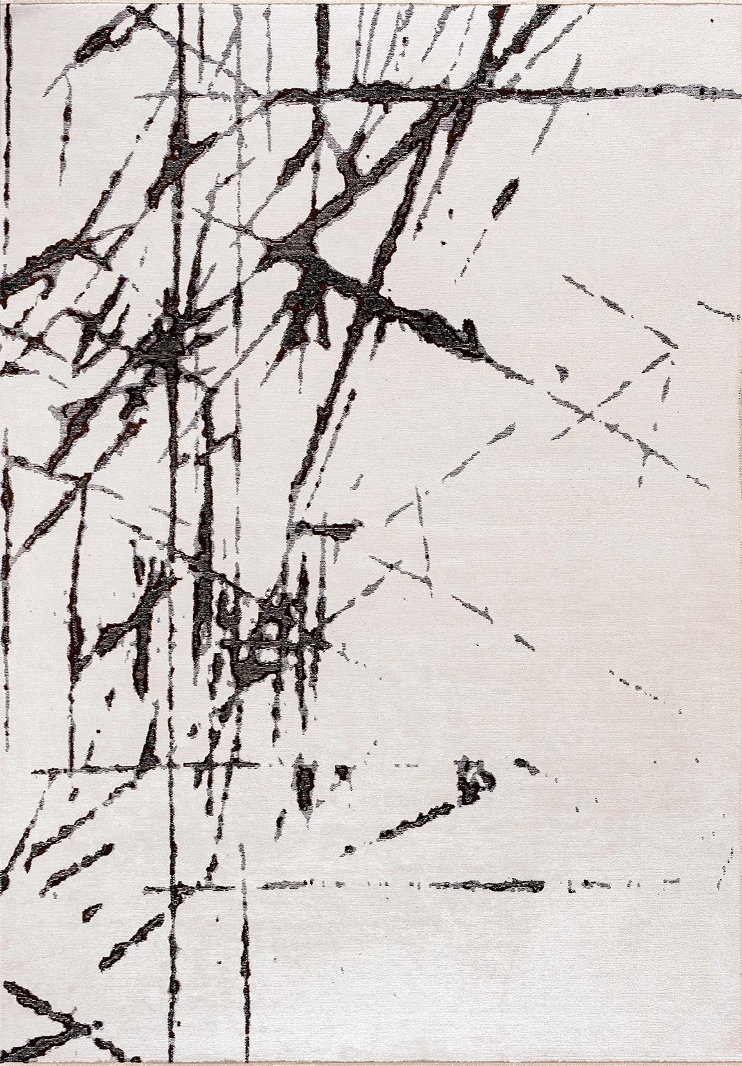 Crack Black - White Rug