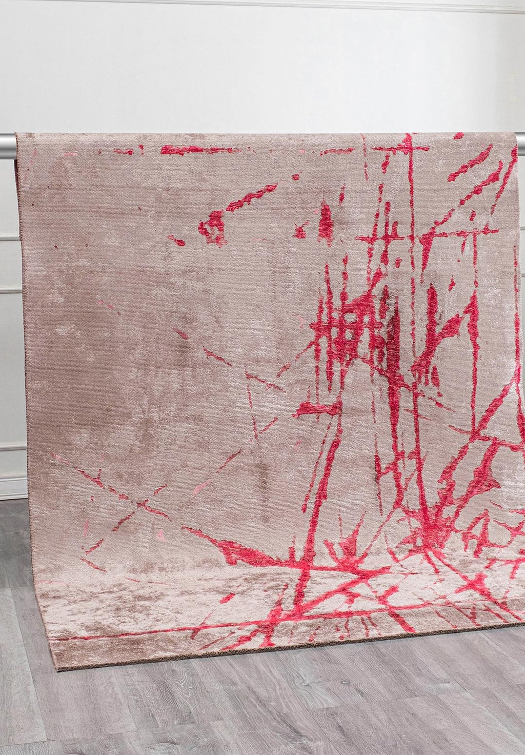 Crack Magenta - Grey Rug