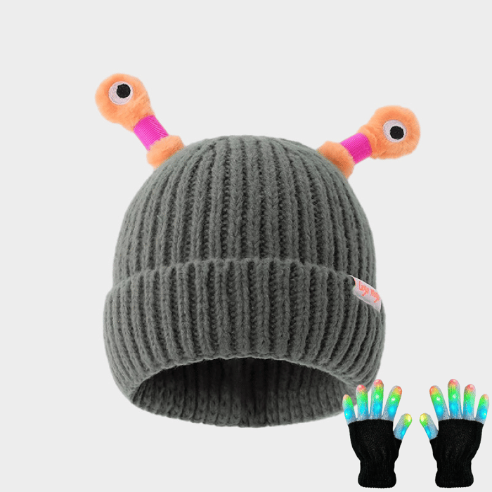 🔥Winter Parent-Child Cute Glowing Little Monster Knit Hat