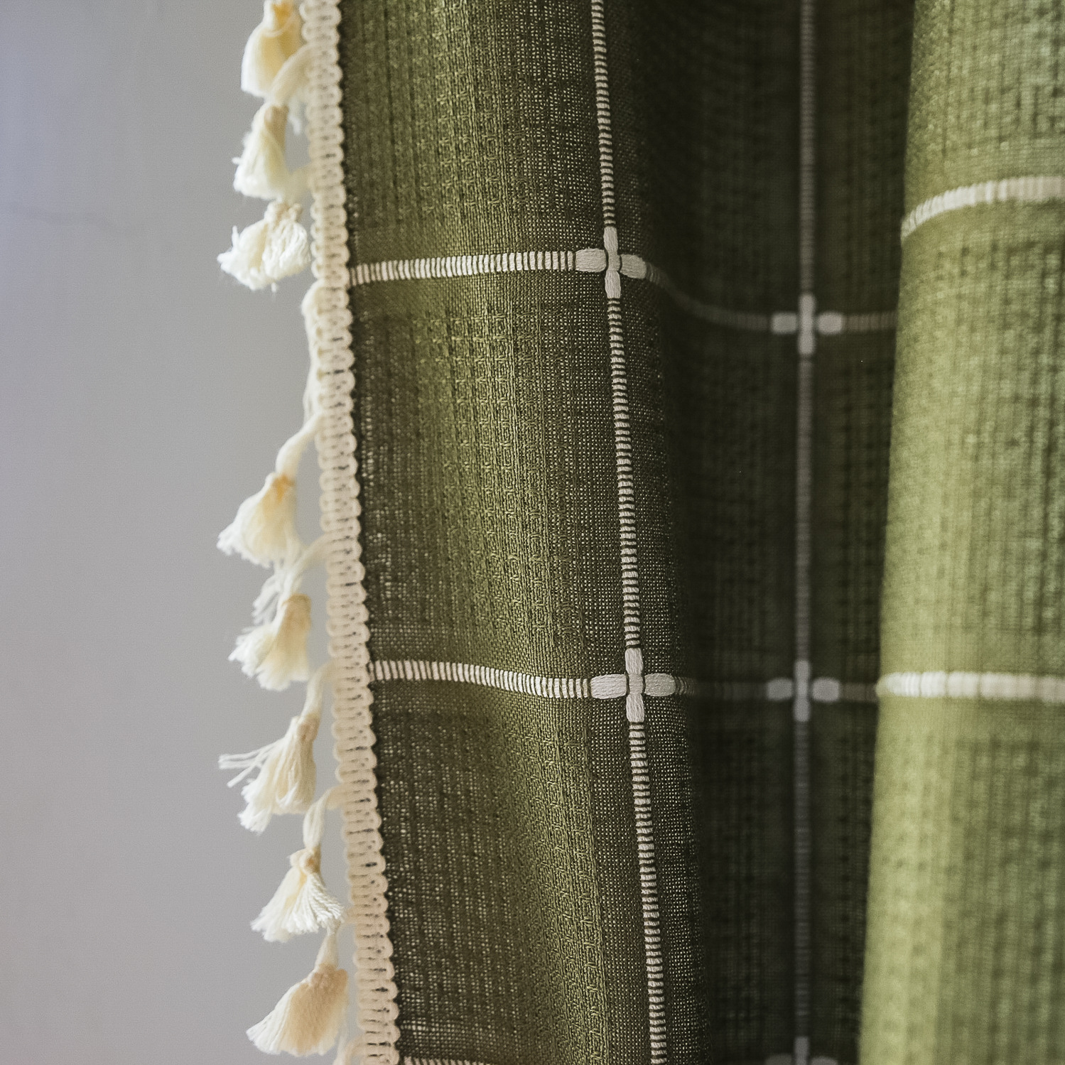Sunlit Check Fringe Curtain