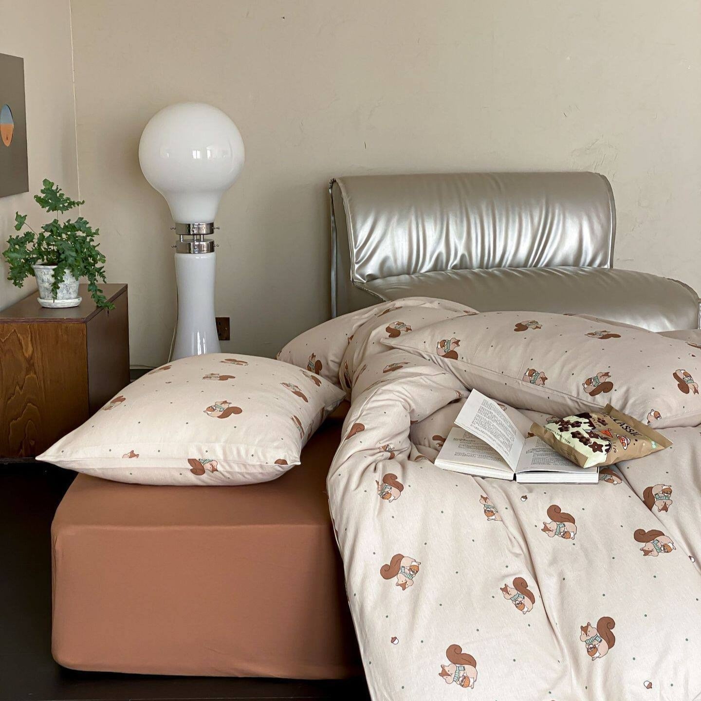 Squirrel & Acorn Dots Bedding Set
