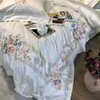 Destiny Blossom Floral Embroidered Egyptian Cotton Bedding Set