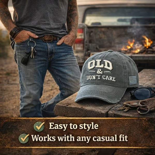 🔥Vintage Distressed"OLD & DON'T CARE"Cap